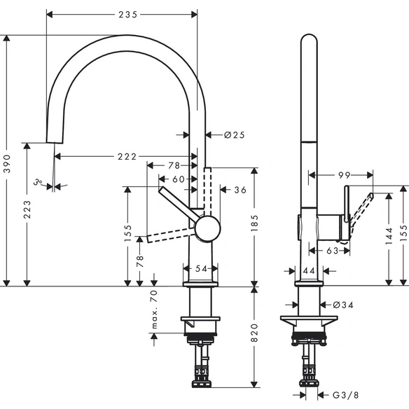 Armatur, »Talis M54«, Laminarstrahl, Ausladung 262 mm