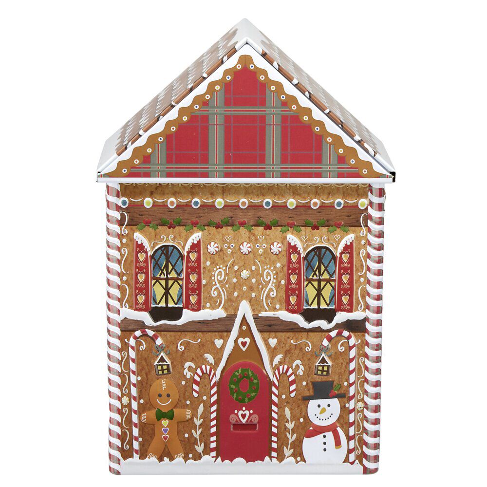 BoÎte alimentaire forme maison pain d'épice métal L14X9XH22 cm