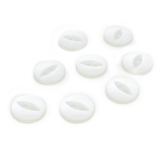 Hemline White Basic Fish Eye Button 8 Pack