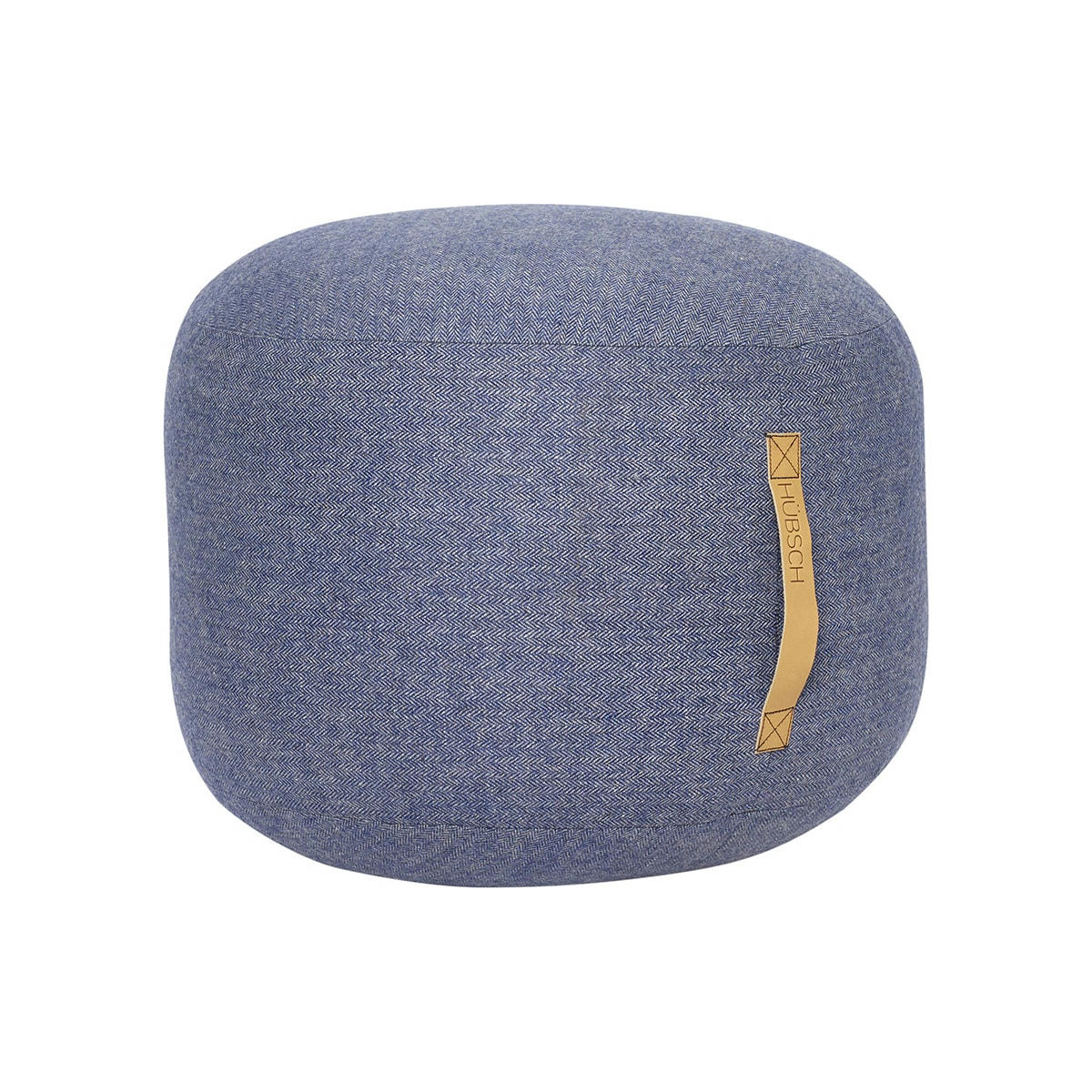 MOCHI - Pouf design rond laine chevrons bleu