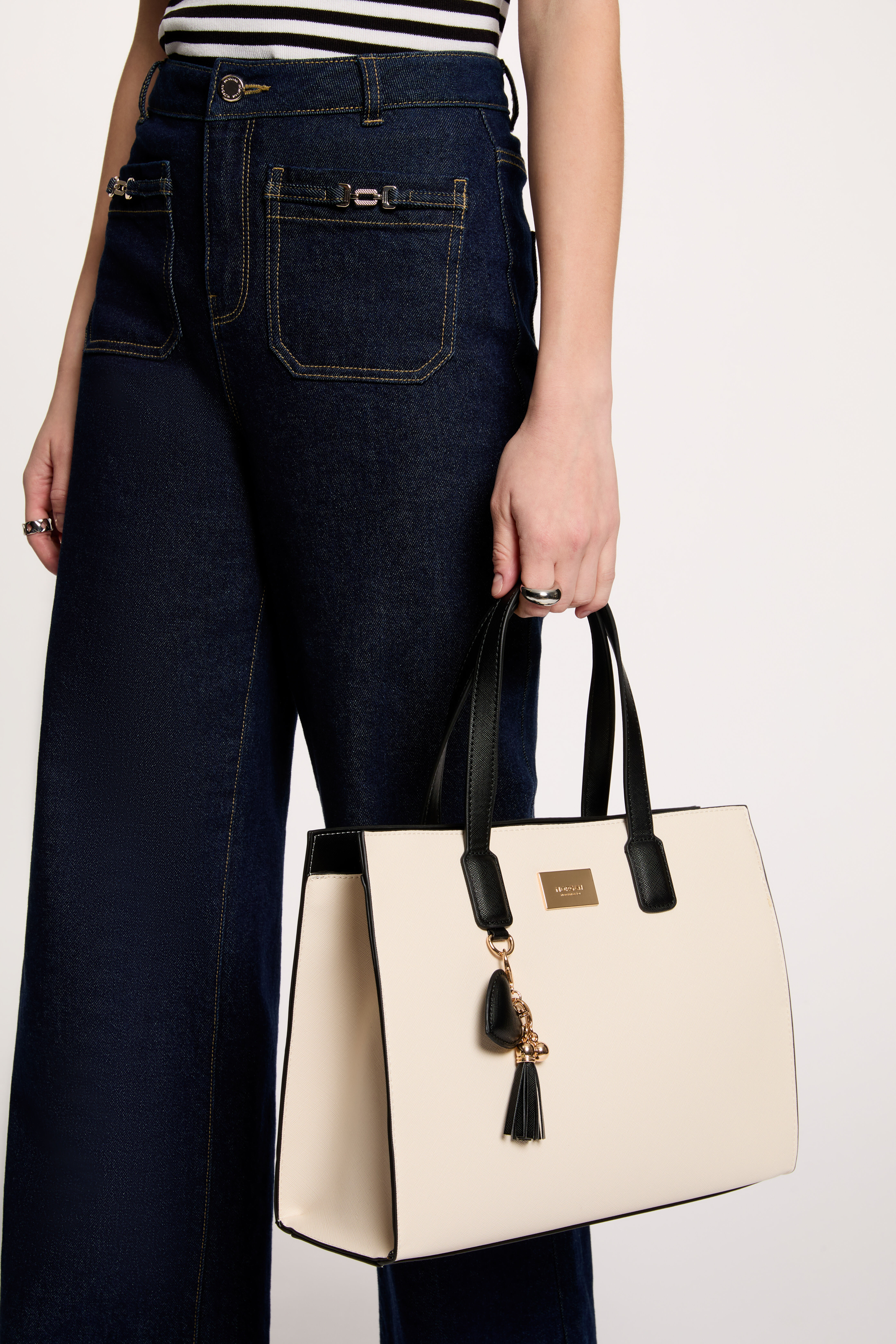 Faux Leather Tote Bag Ivory Women