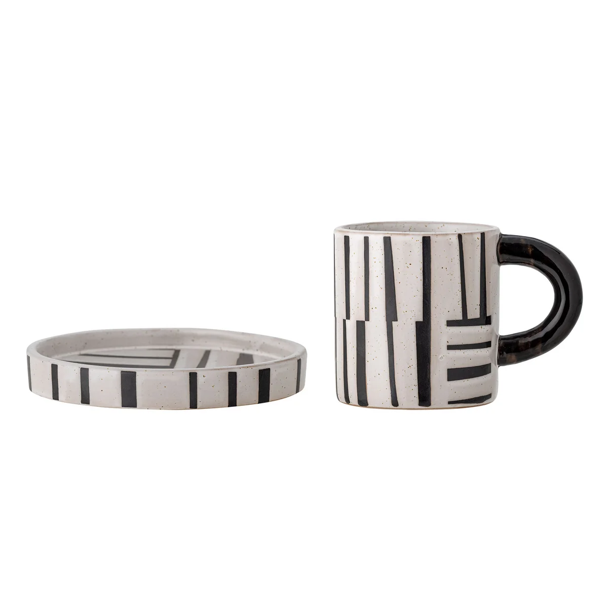 Bloomingville - Frankie Tasse inkl. Untertasse, schwarz / weiß (2-tlg.)