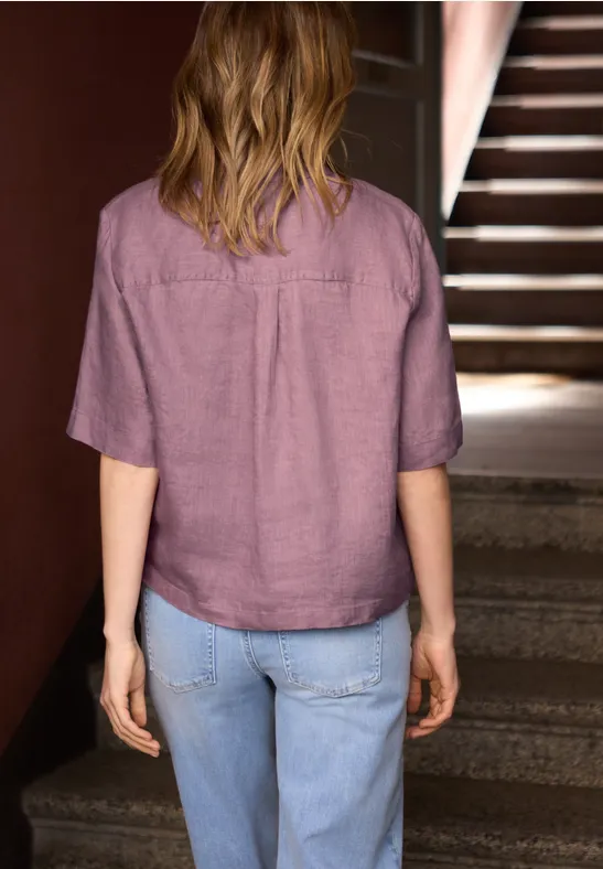 Kurzarm Hemdbluse aus Leinen