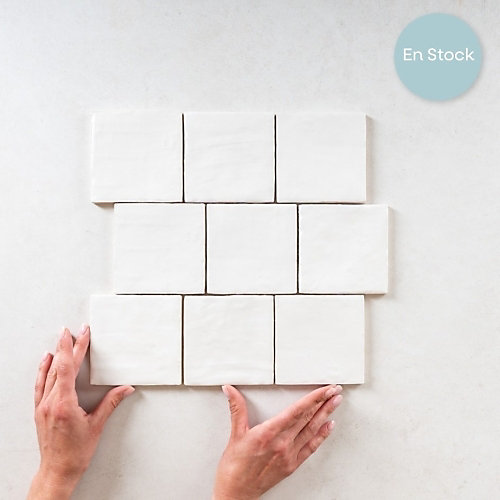 Faience Effet Zellige Blanc MALLORCA 10x10cm White - Les Carreaux de Jean