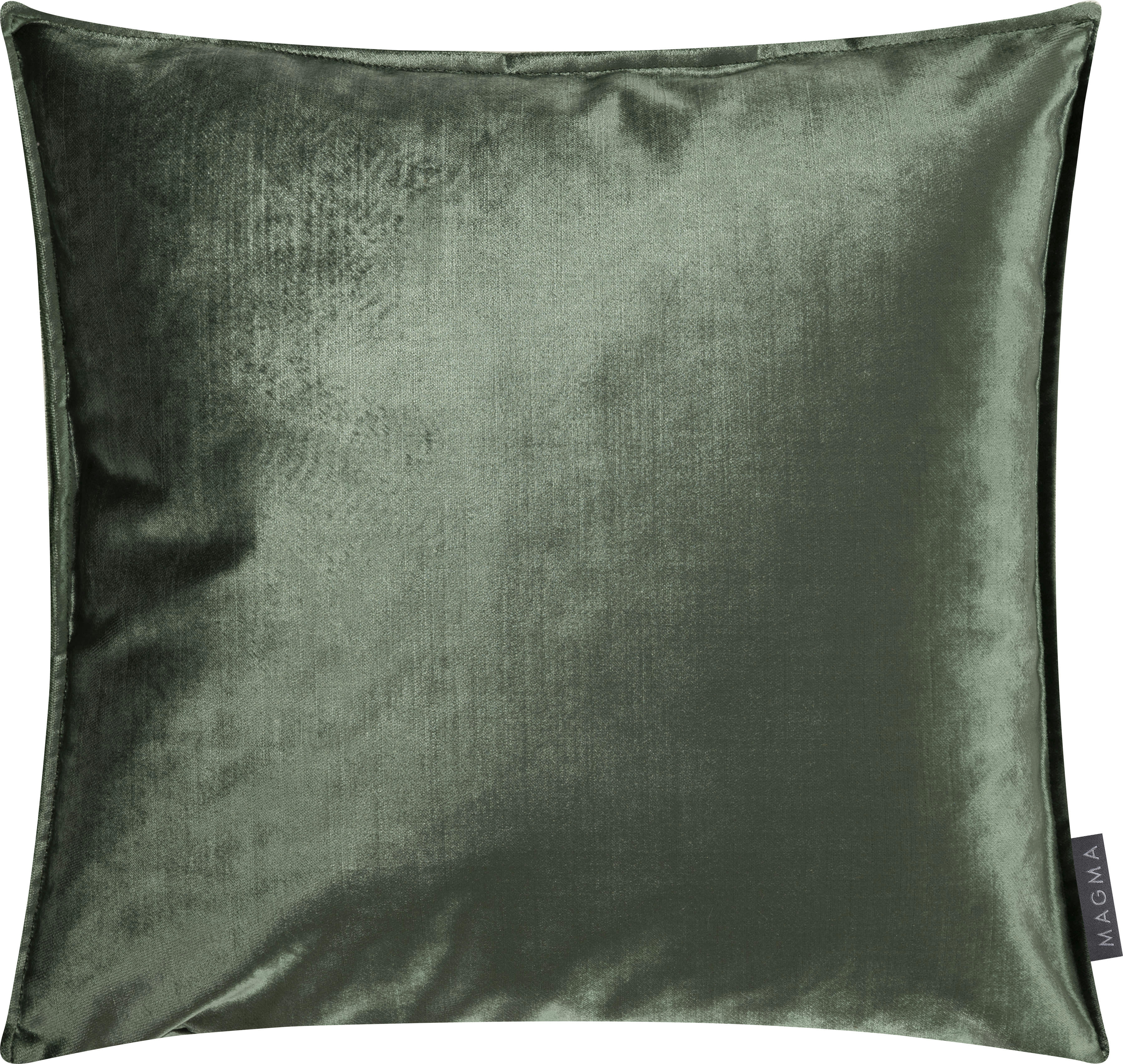 SHINY - Housse de coussin velours avec volant piqué vert 45x45