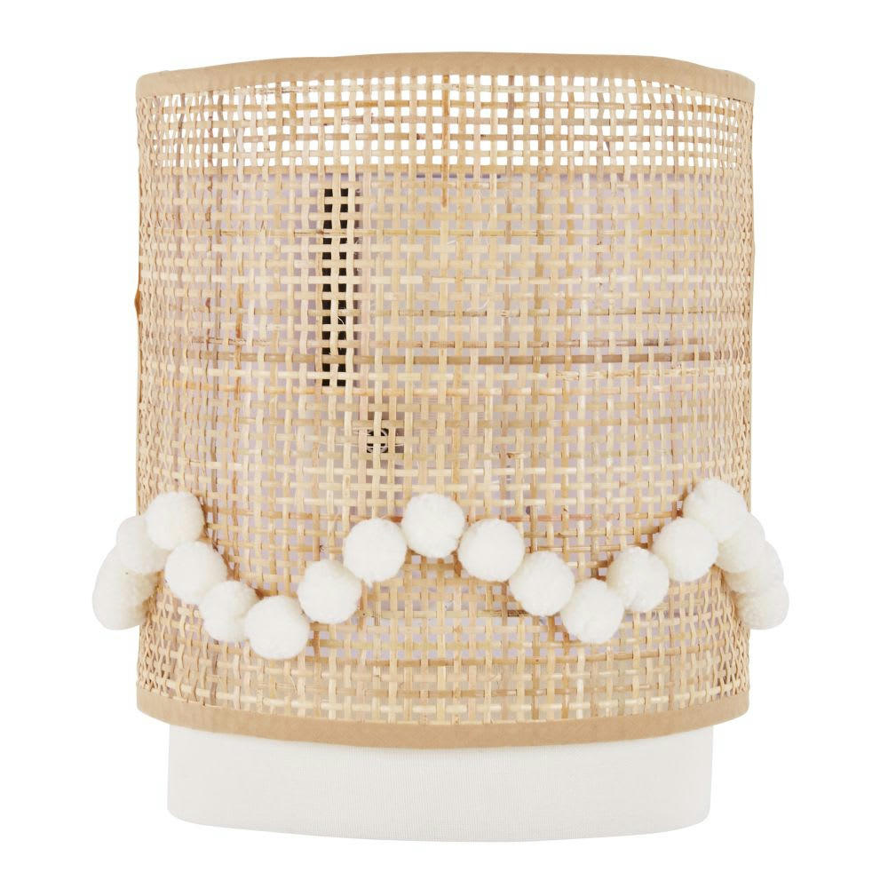 LOUNA - Applique en rotin beige et blanc crème
