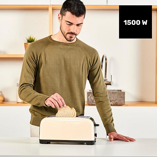 Grille-pain Rétro 1500W 2 Fentes Inox