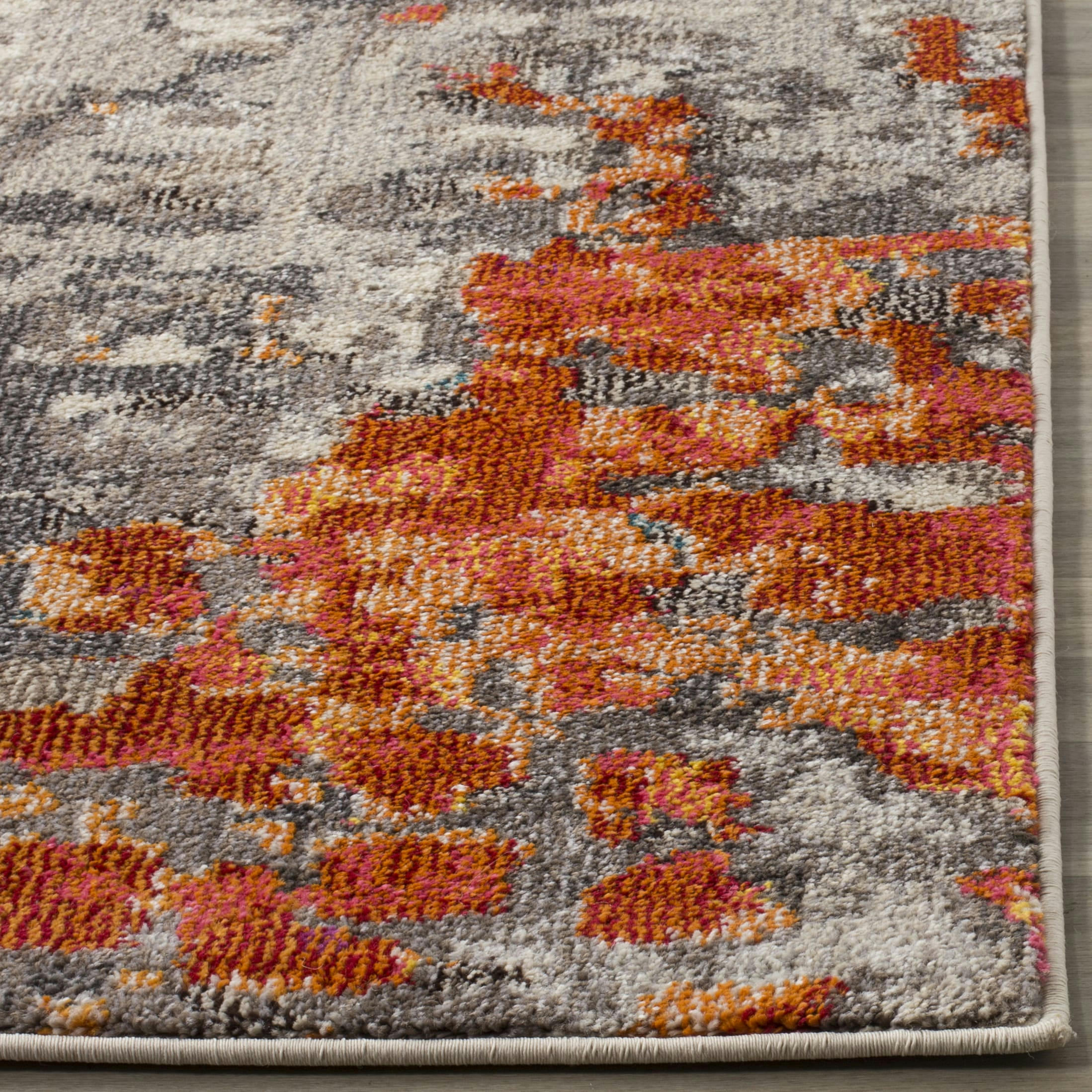 MONACO - Tapis de salon interieur en gris & orange, 201 x 279 cm