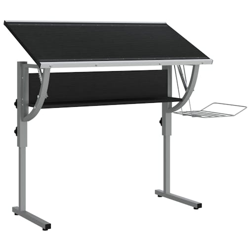 NNEVL Craft Desk Black and Grey 110x53x(58-87) cm Engineered Wood and Steel