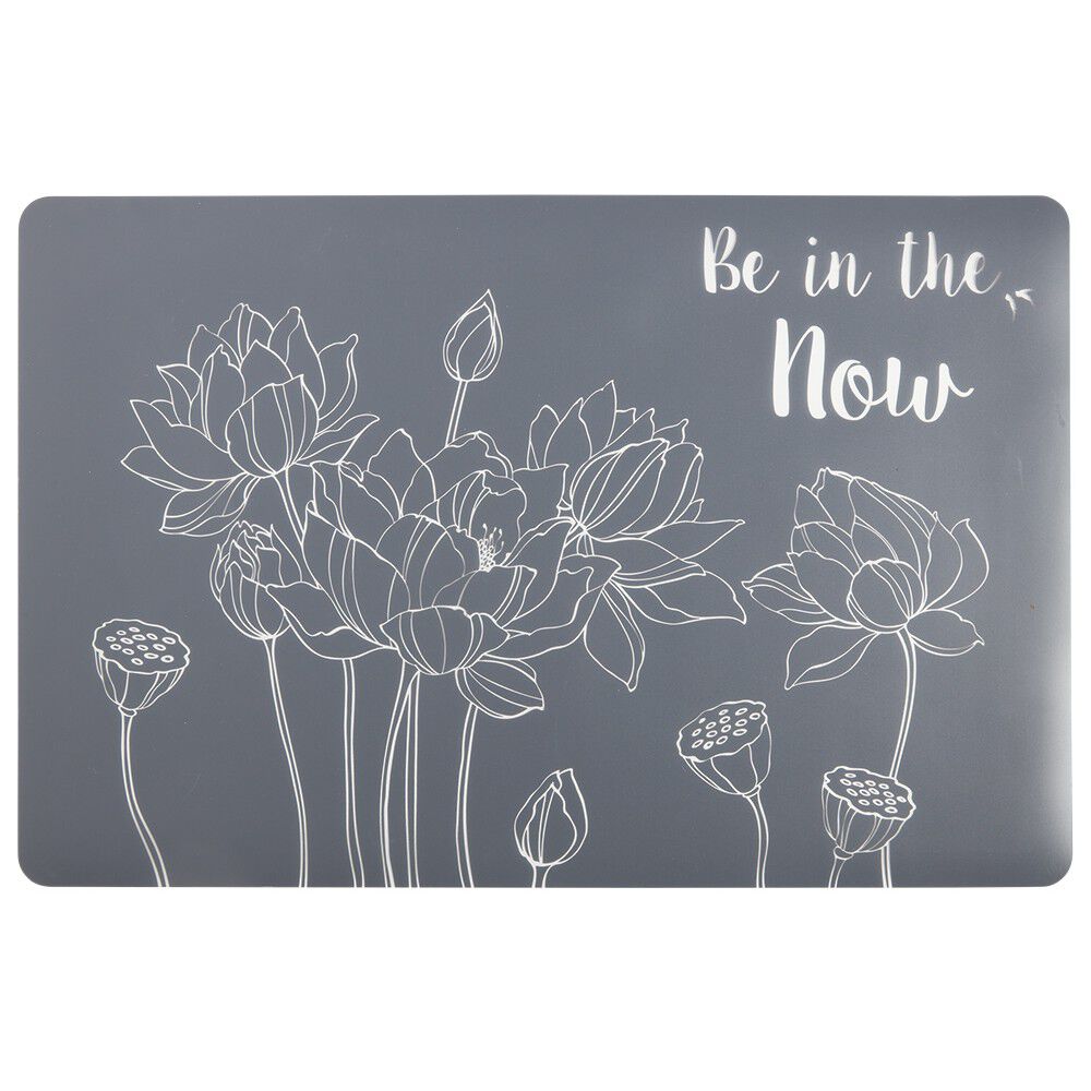 Set de table rectangulaire gris motif fleur