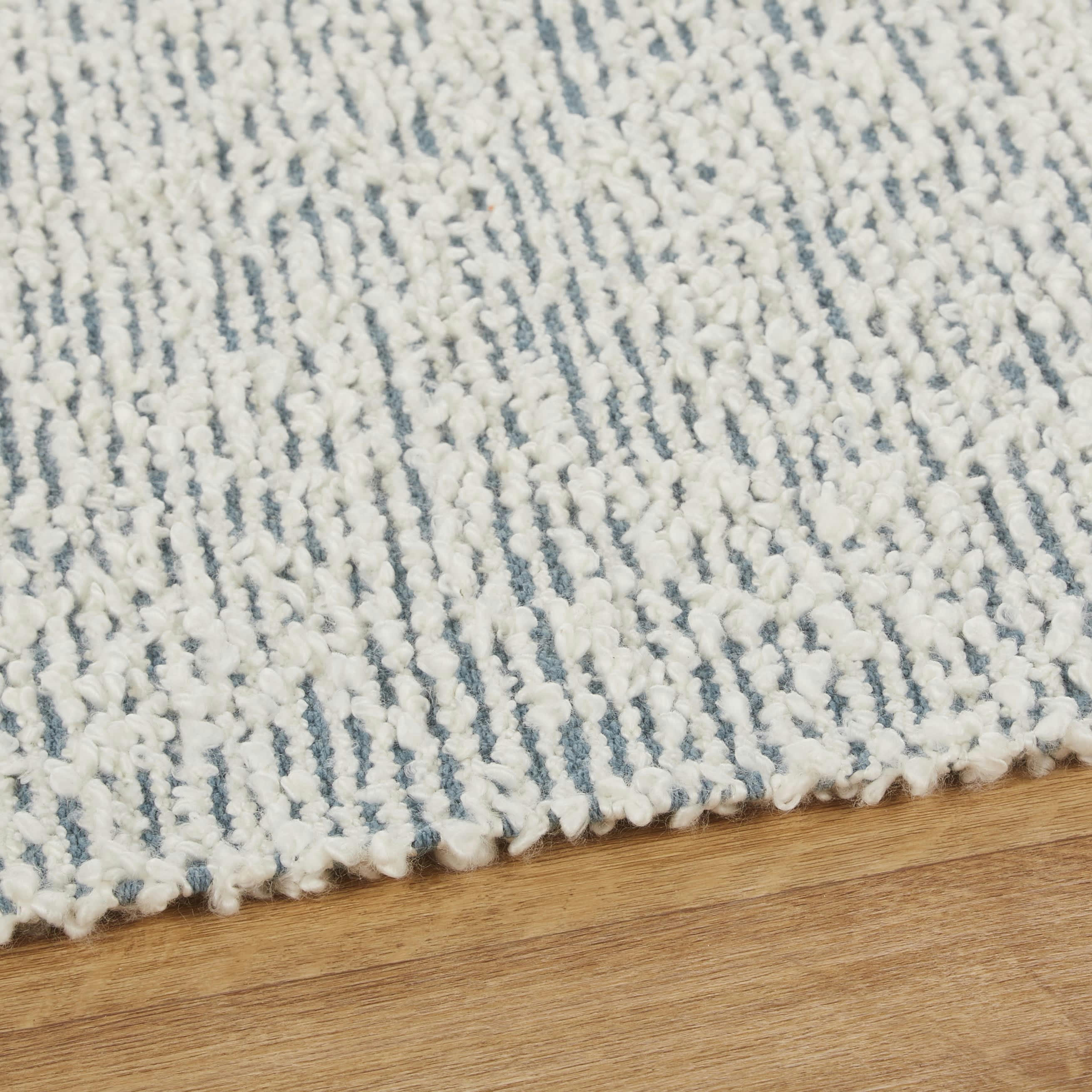 LOVEO - Tapis en coton recyclé écru et bleu 160x230
