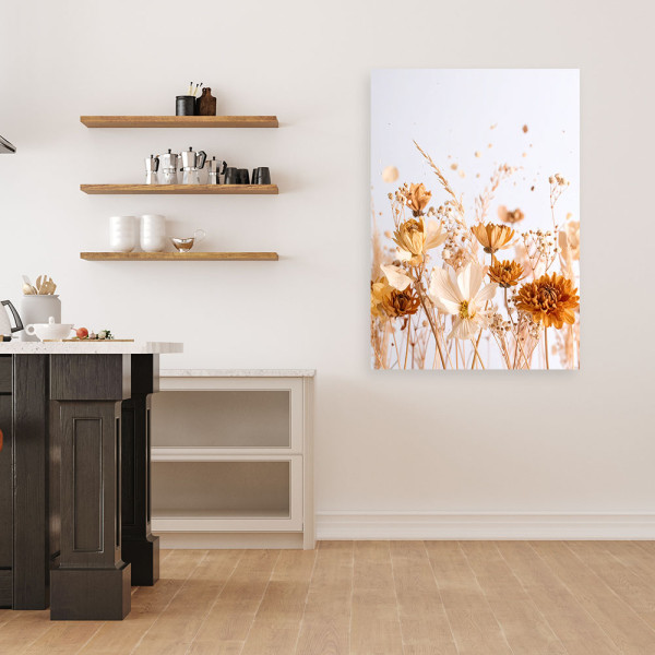 Obraz do salonu jadalni, Kwiaty polne w beżu natura 20x30