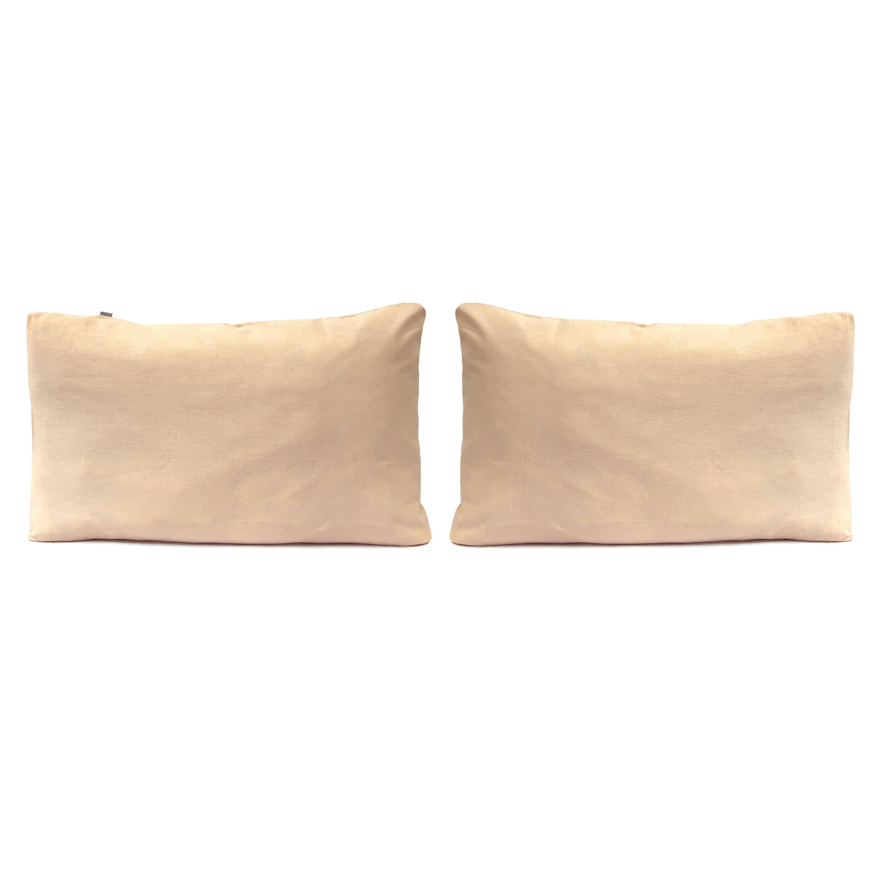 BIO LISO FA - 2 taies d'oreiller lin/coton organic  50x75 cm aube