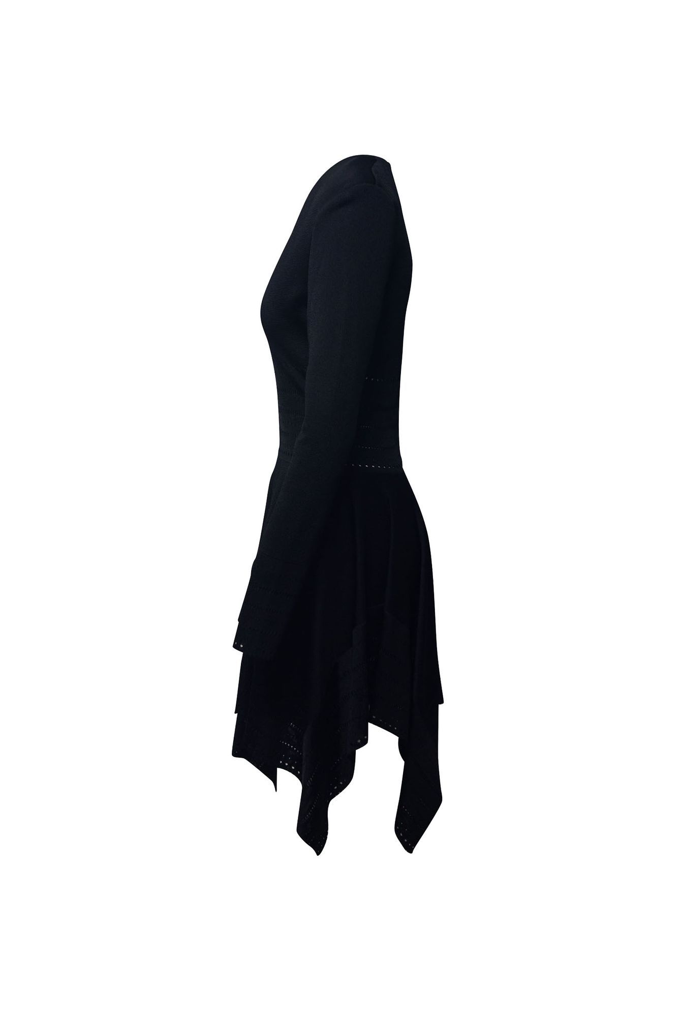 Alexandre Vauthier Preloved Waterfall Hem Dress in Black Viscose