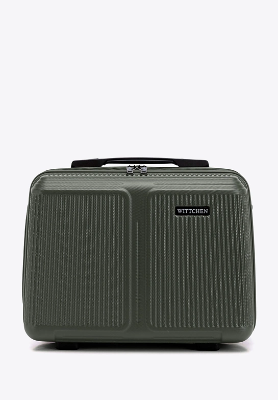 Kosmetyczka z ABS-u w drobne paski khaki