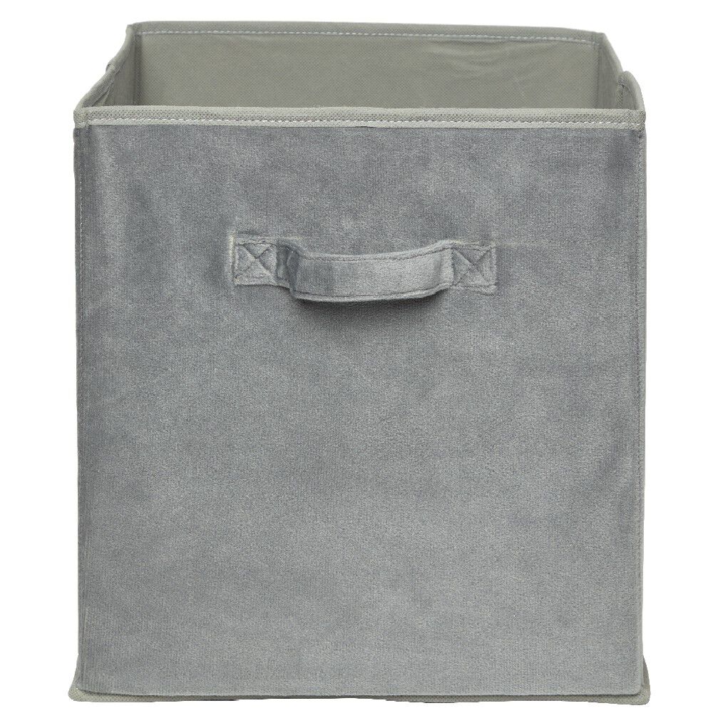 Panière Box Cube effet velours 31x29x31cm gris