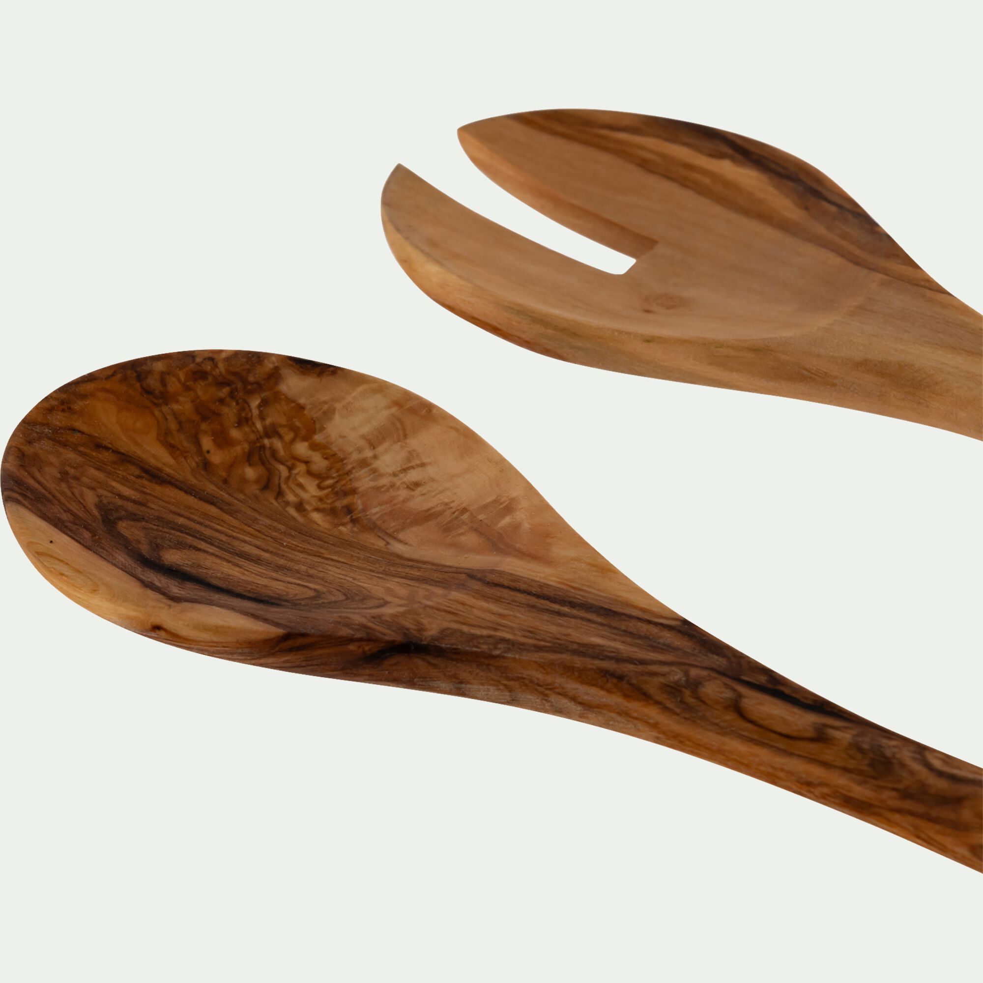 OLIVIA - Couverts à salade en bois d'olivier - bois foncé