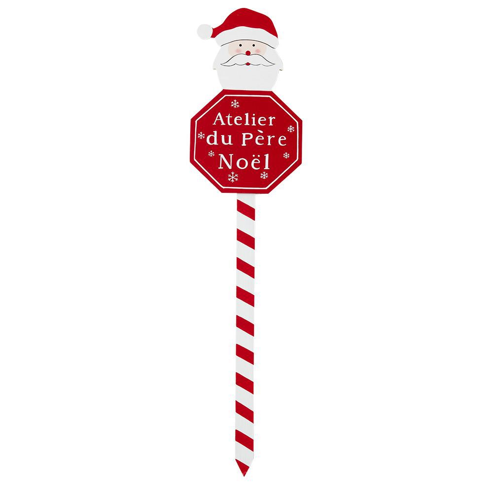 Pancarte de No&euml;l en bois rouge et blanc H50cm (3 modèles)