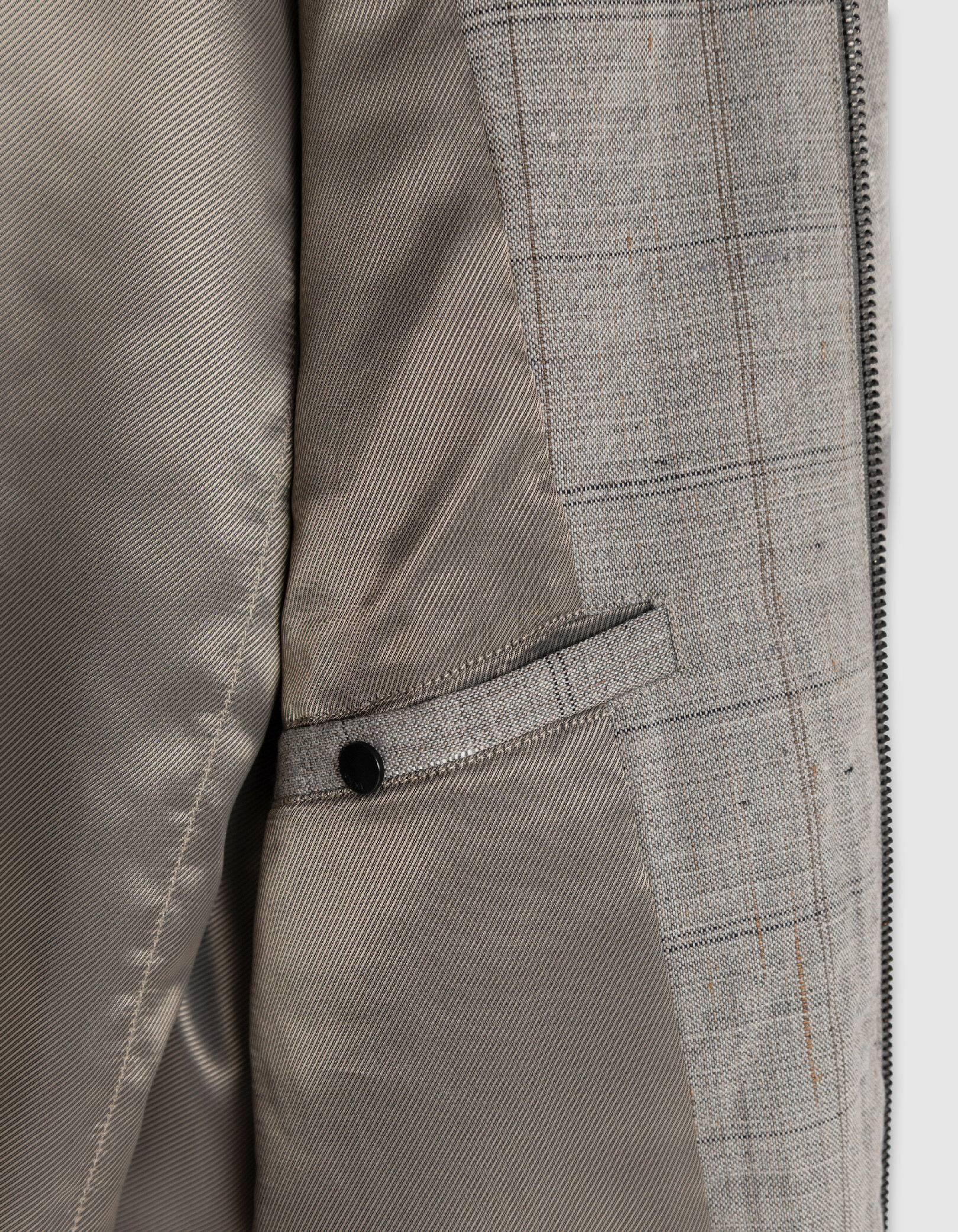 Bomber taupe zippé motif carreaux Homme