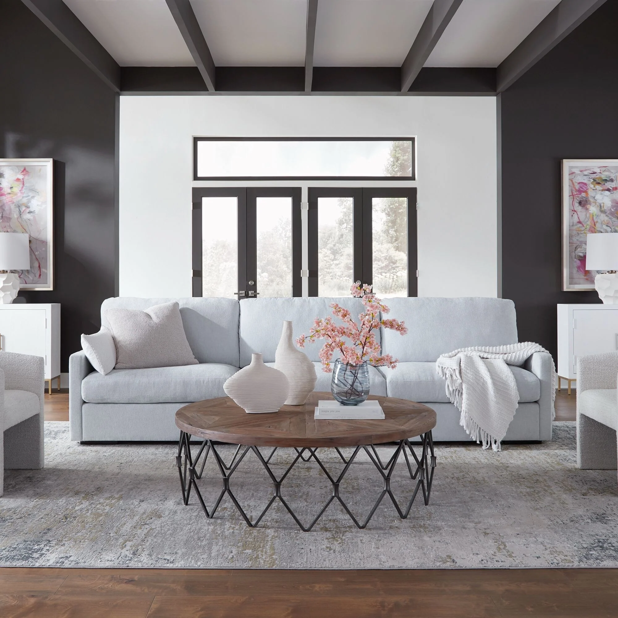 Refuge Solid Modular Left Arm Seat for Sectional Sofa - 43.25 - Sky Blue