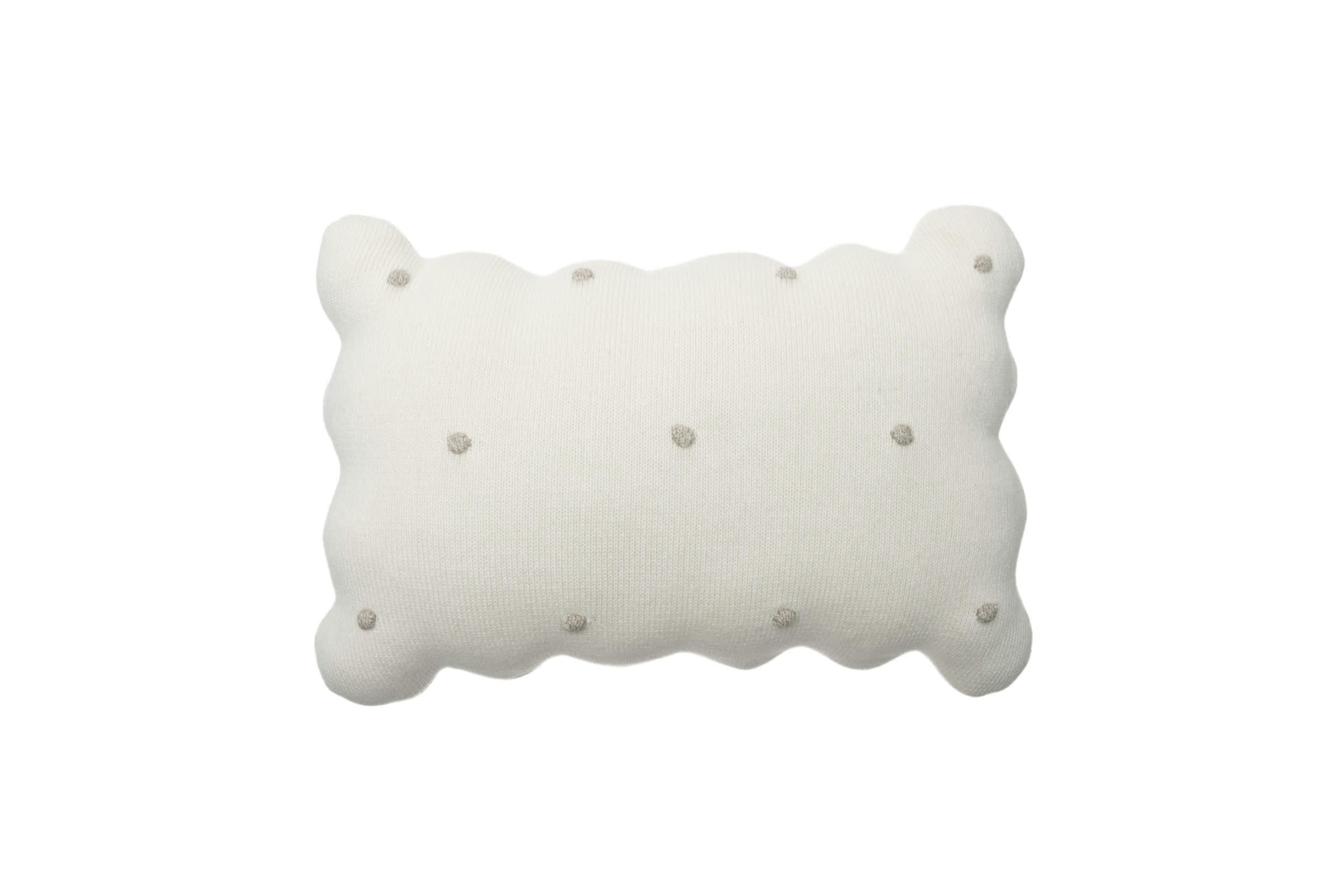 BISCUIT - Coussin rond biscuit de coton blanc 25x35