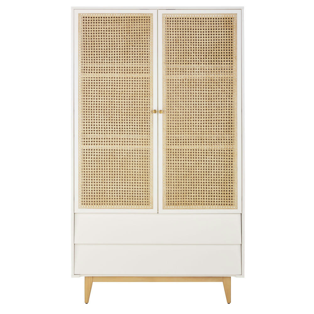Suzelle - Armoire 2 portes 2 tiroirs cannage en rotin