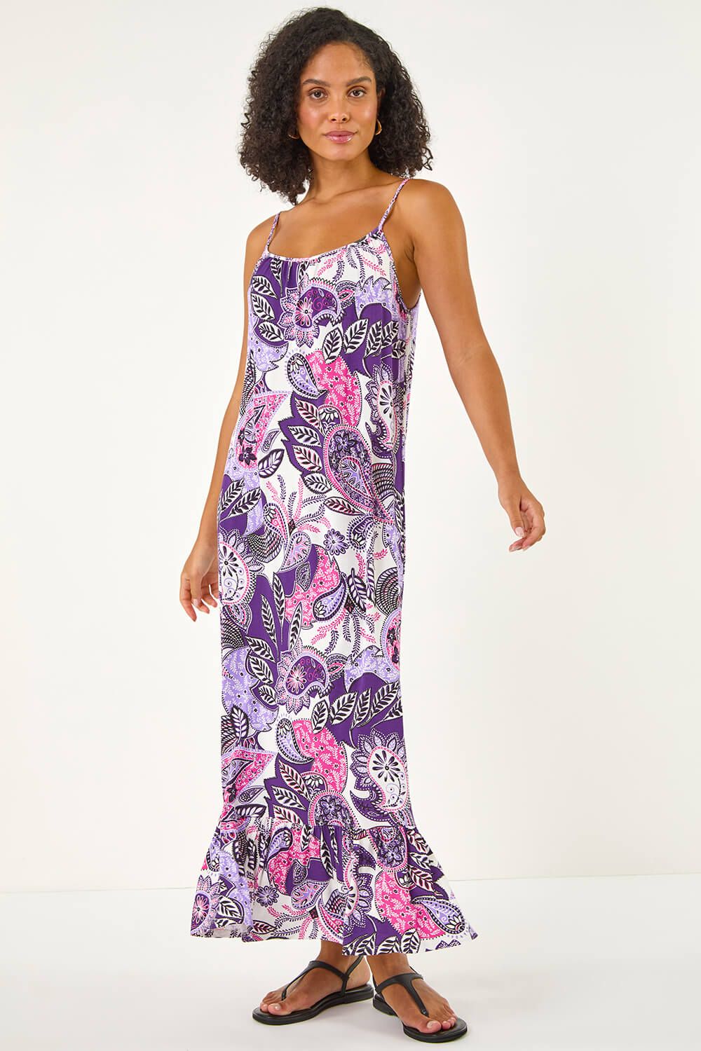 Roman Strappy Paisley Print Midi Dress