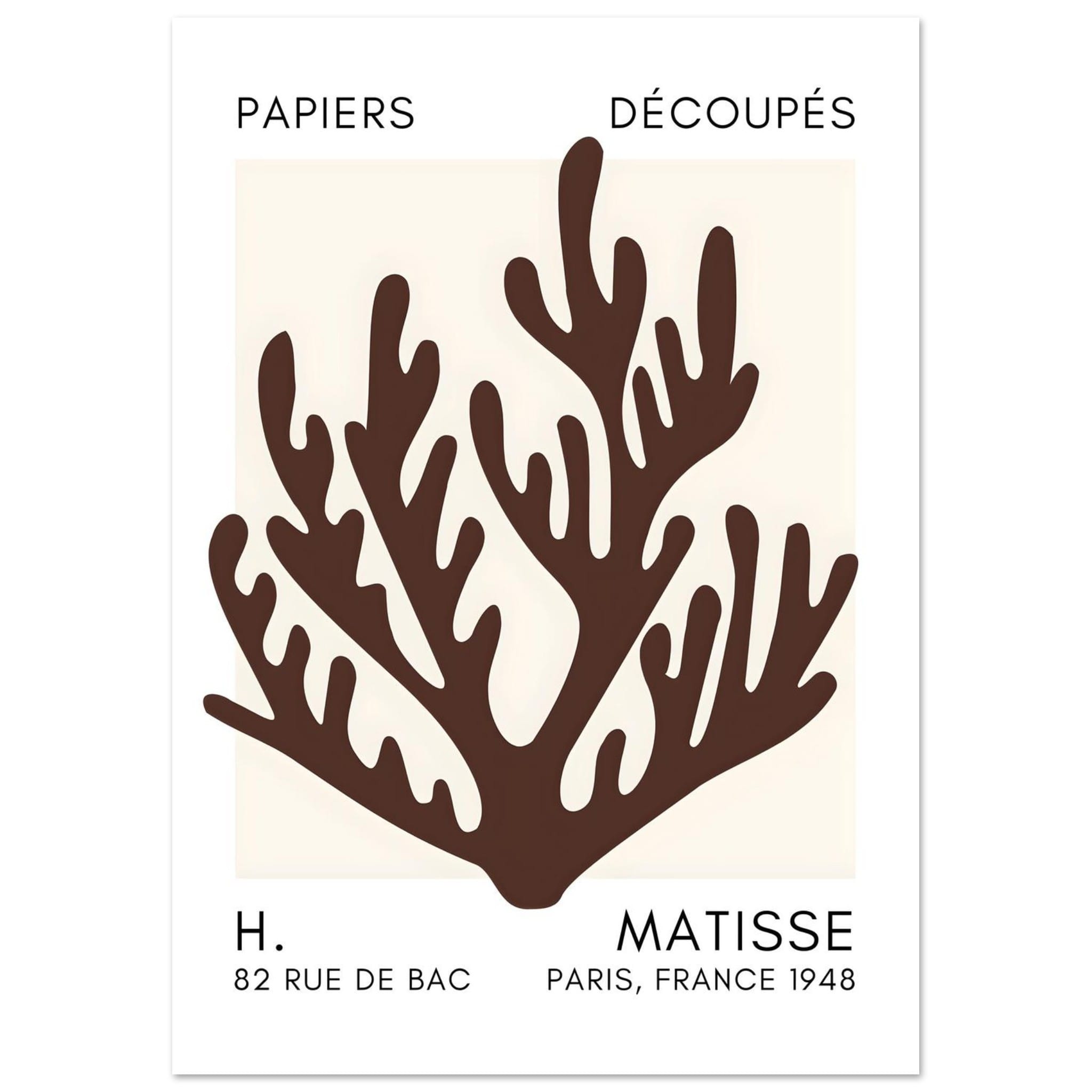 Artfulprints Poster Matisse – Coral harmony brown  - A4 21x29.7 cm - Bruin