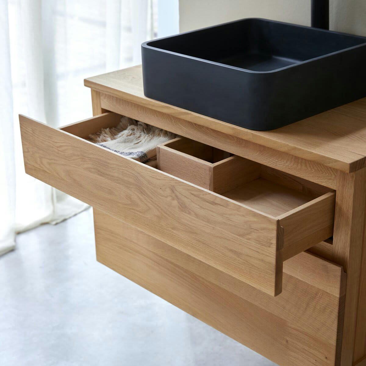 JACOB - Meuble sous vasque en chêne massif 80 cm