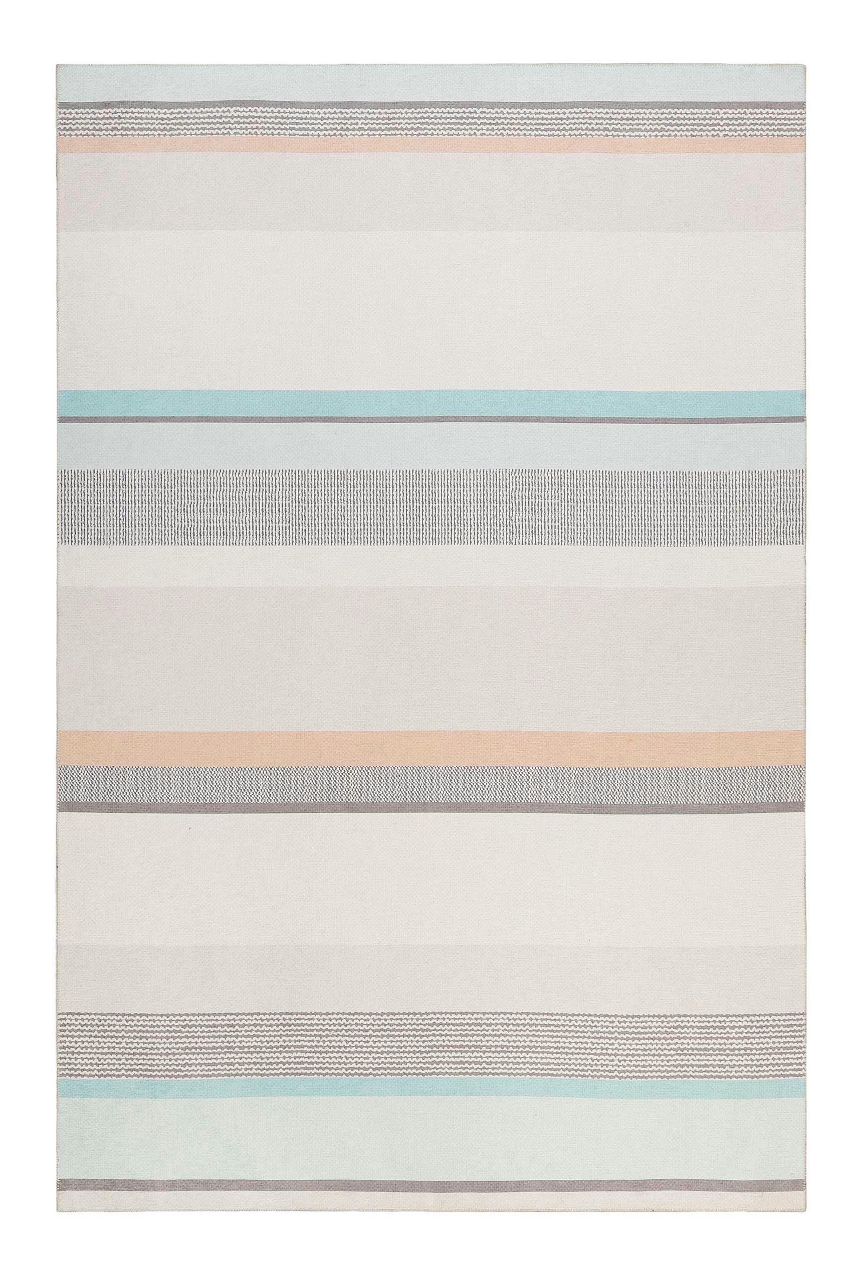 BEN - Tapis design rayé tissé plat tons pastels 150x80