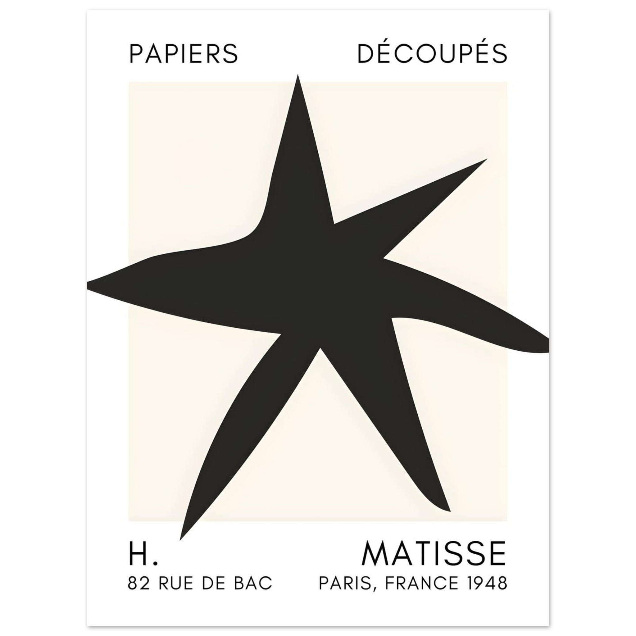 Artfulprints Poster Matisse – Star of the sea black  - 30x40 cm - Zwart