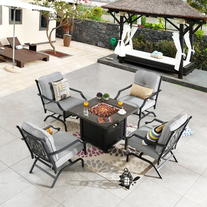 Patio Festival 5-Piece Outdoor Conversation Set with Fire Pit