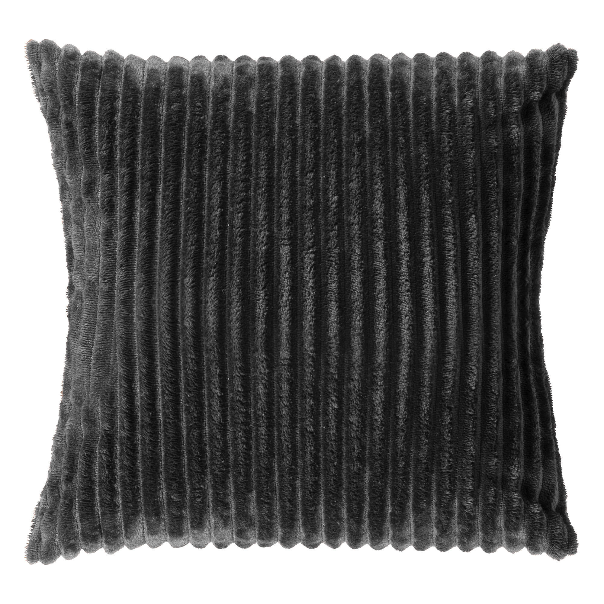 MART - sierkussen 45x45 cm - zacht ribfluweel - corduroy - Charcoal Gray - antraciet