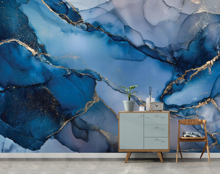 Fototapeta Marmur Niebieski Na Flizelinie Do Sypialni Salonu 250x175