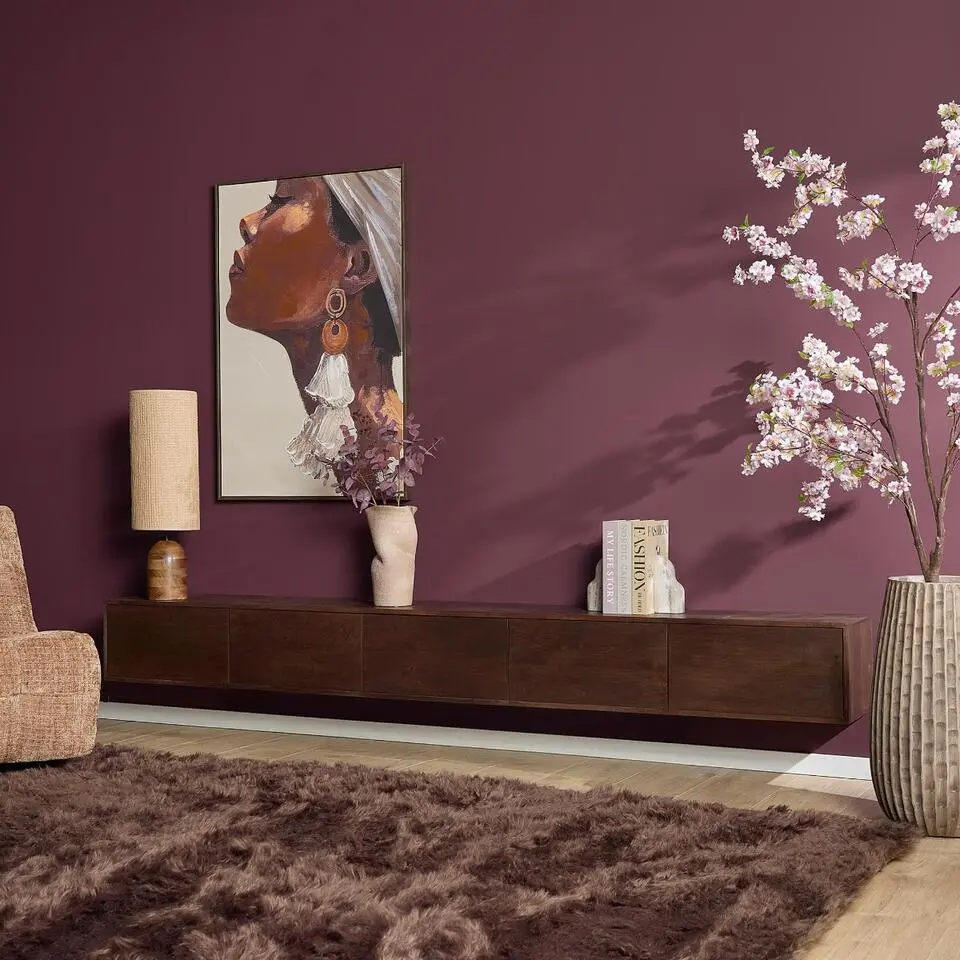 Tv-meubel Zwevend Bruin Hout - 280x35x30cm - Vision