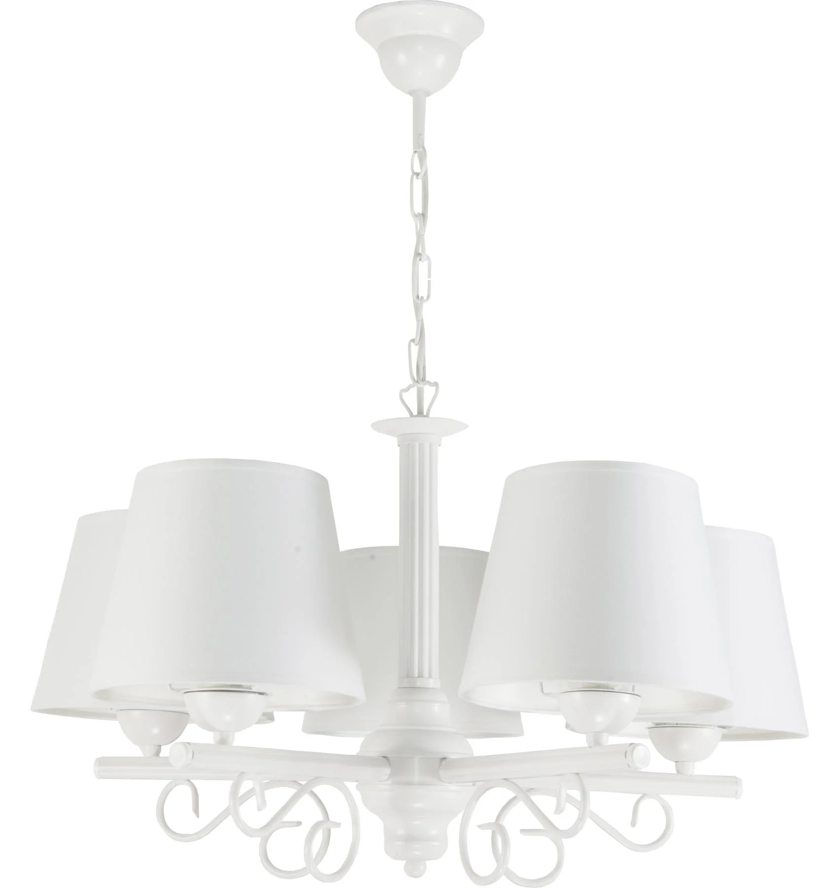 Lampa wisząca retro białe abażury EDYLIT 5xE27 NOMADA 14-750