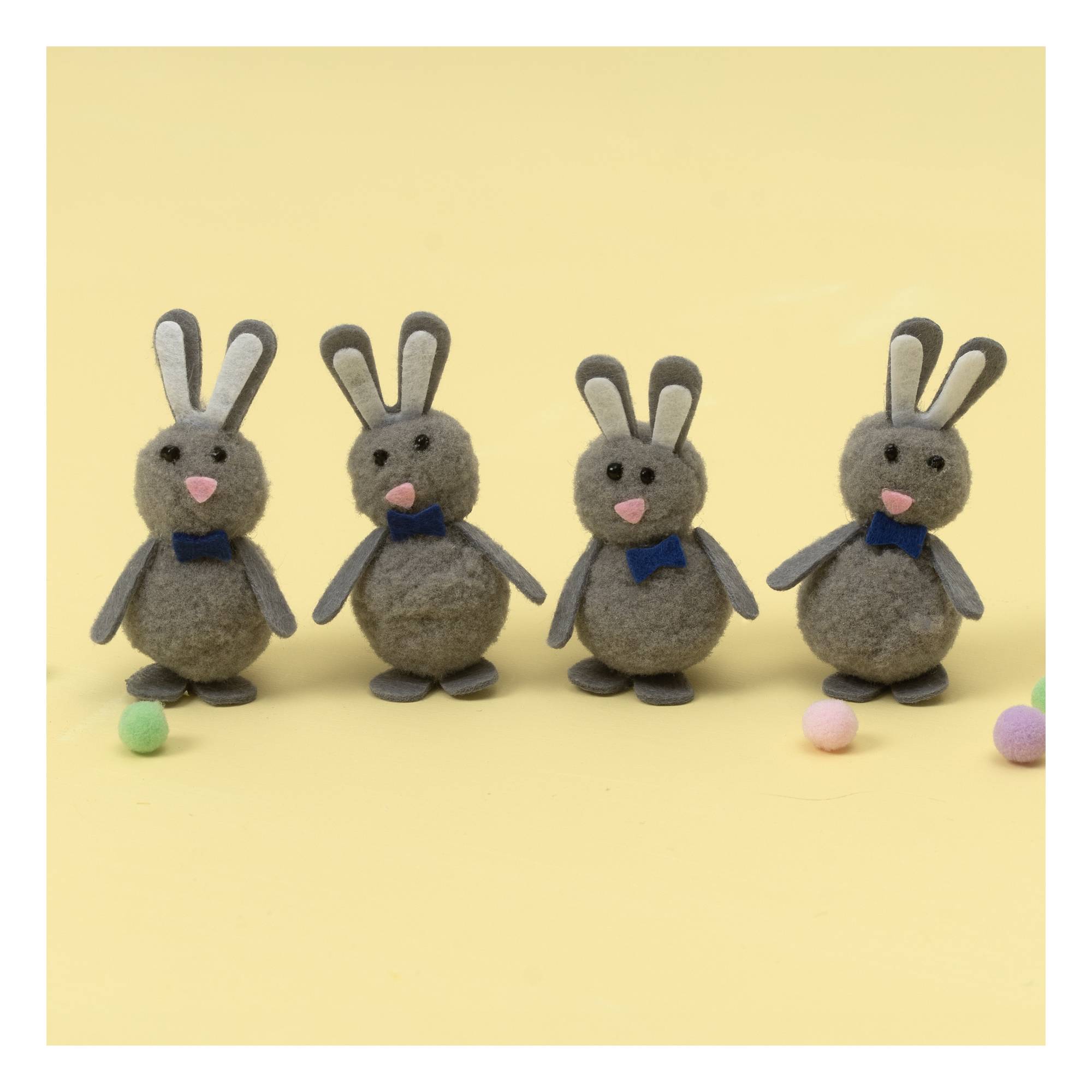 Grey Bunnies with Bowties 4 Pack