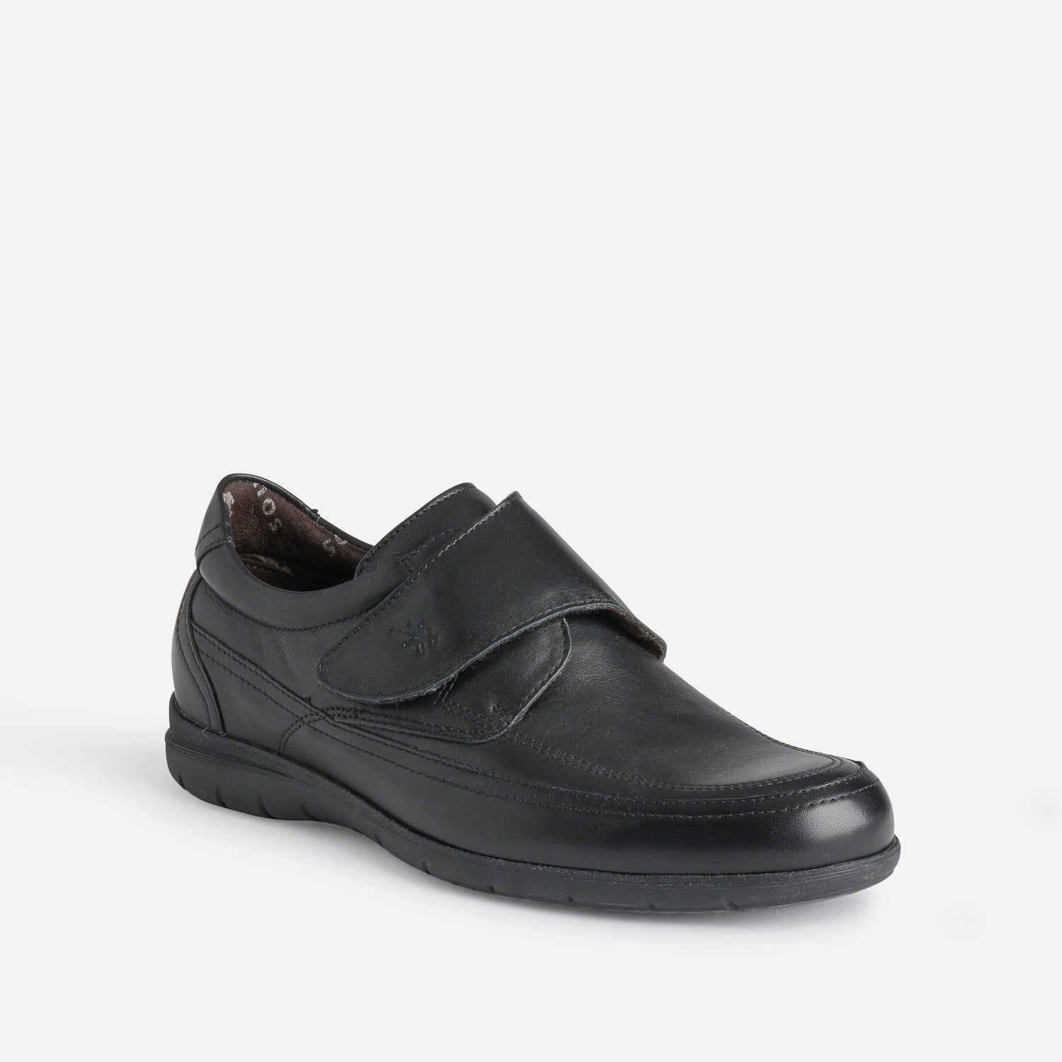 Derby FLUCHOS en cuir noir à scratch