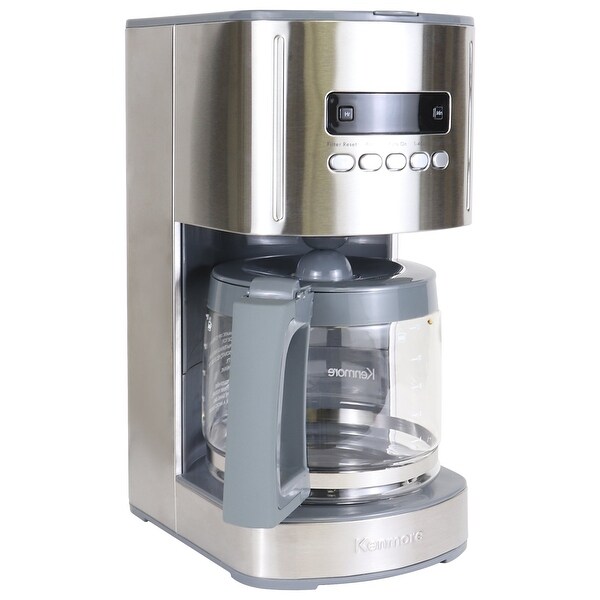 Kenmore Aroma Control 12-Cup Programmable Coffee Maker, Stainless Steel, with Reusable Filter - 8' x 11'