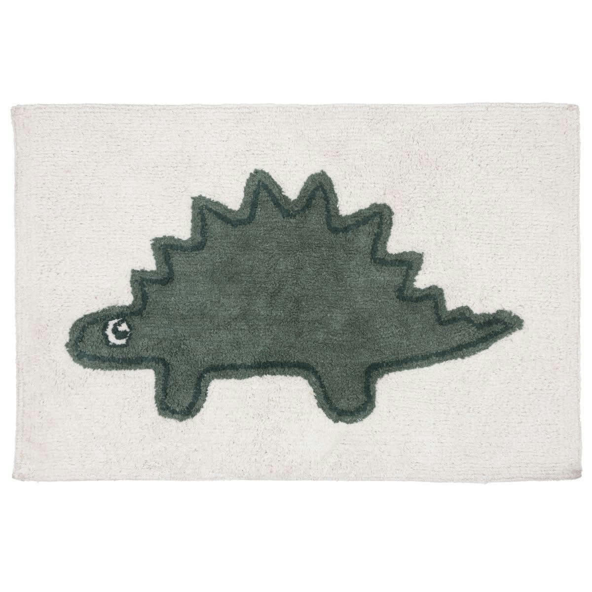 DINO - Tapis enfant coton tufté blanc et vert 60x90cm