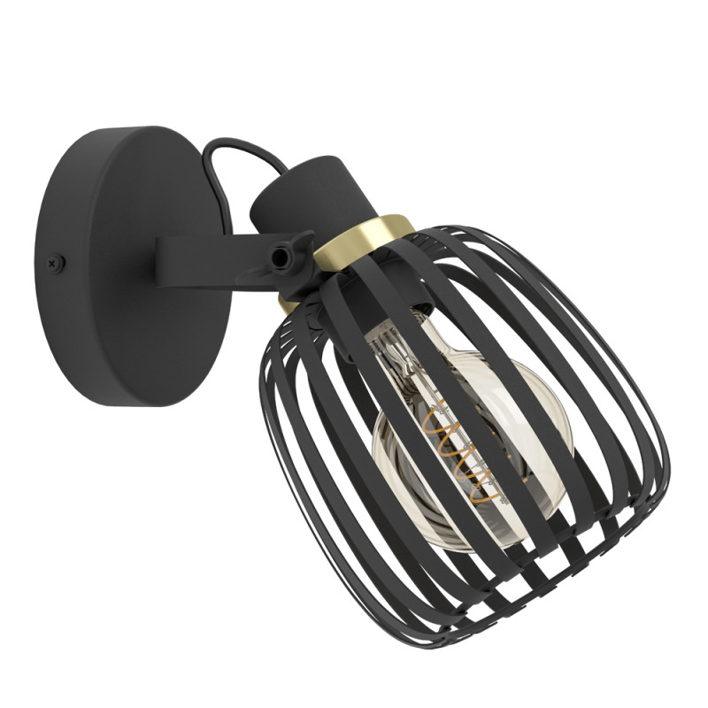 Spot Girona noir et laiton E27 40 W EGLO