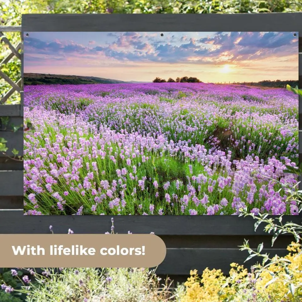 MuchoWow Tuinposter 180x120cm Bloemen Lavendel Paars Lucht