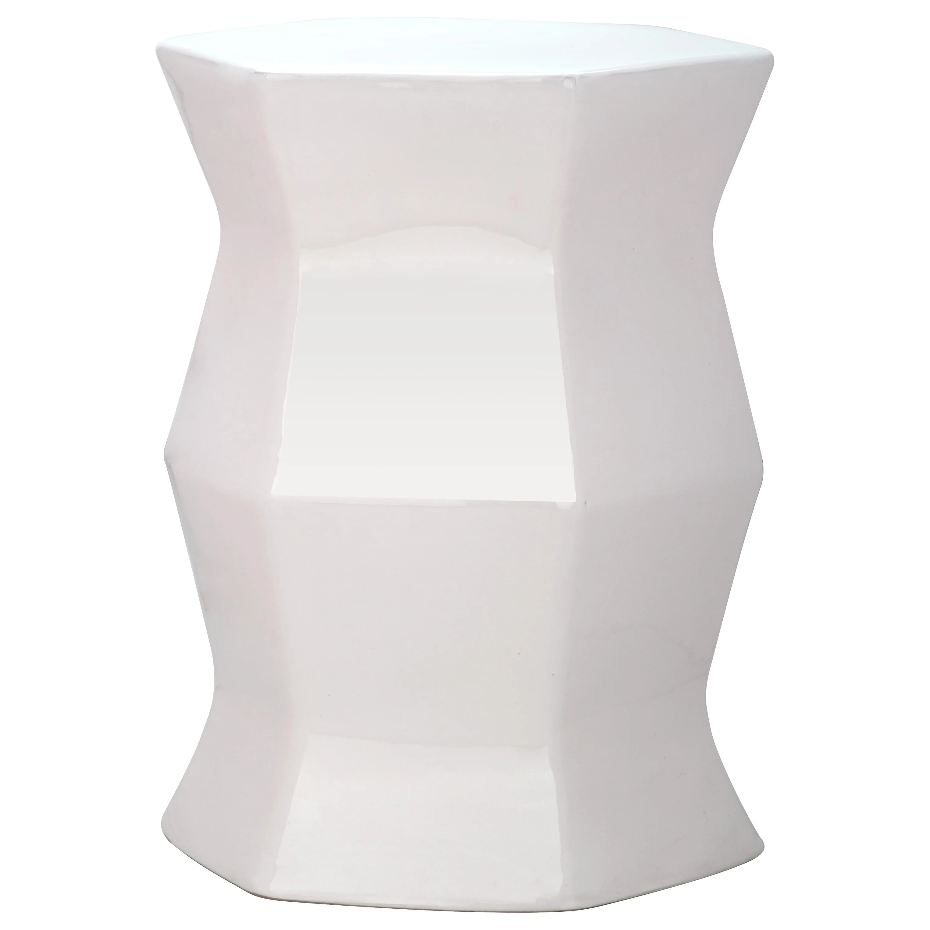 SAFAVIEH Irena Modern White Hexagon Ceramic Decorative Garden Stool