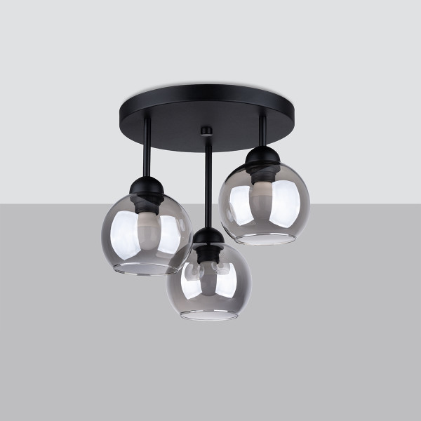 Plafon ROVANO czarny-dymiony 3xE27x15W wym:35x35x35cm IP20 Pure Lume