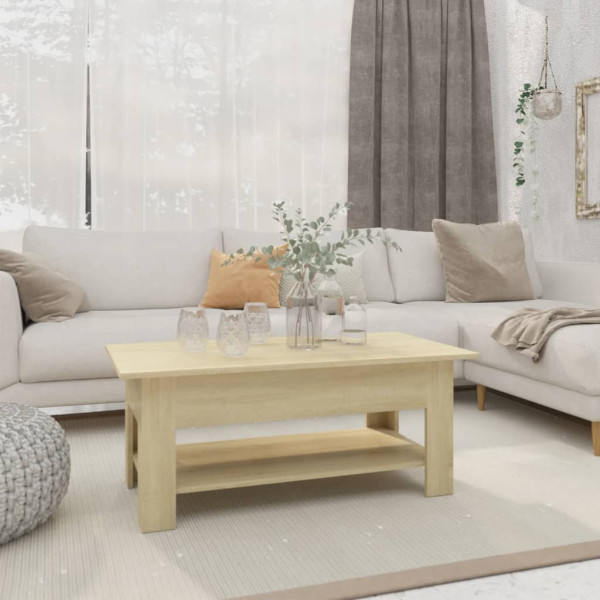 Stolik Kawowy Ława Stół Brązowy 102x55x42 Półka Do Salonu Do Pokoju