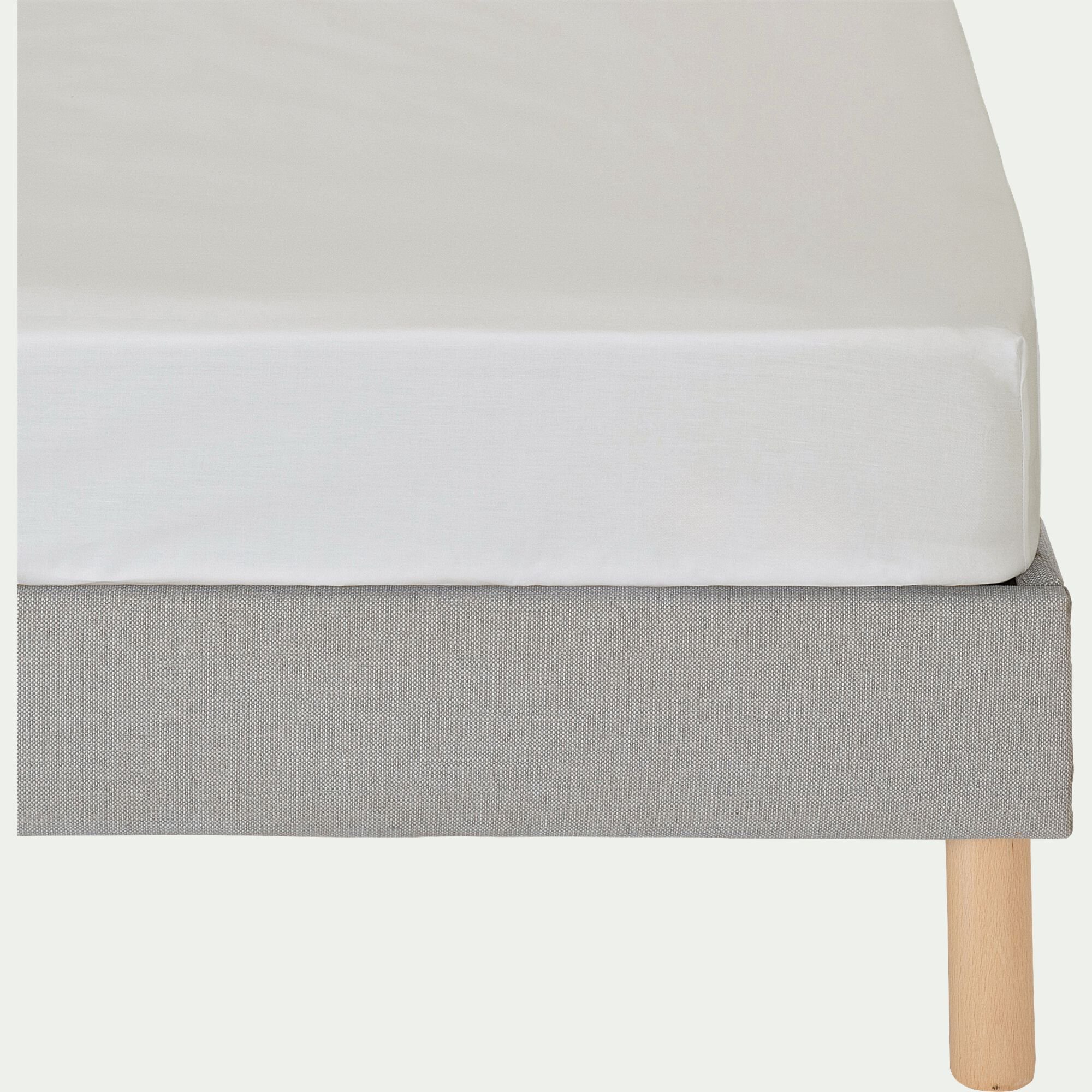 EOLI - Drap housse en coton 140x200cm B30cm - blanc ventoux