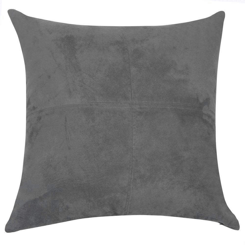 - Coussin en suédine gris charbon 60x60