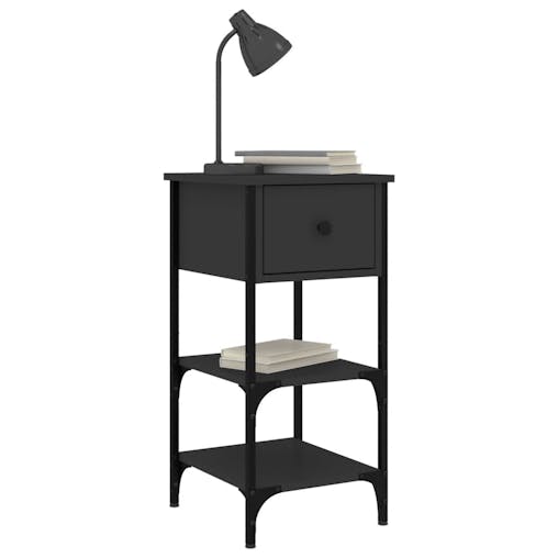 NNEVL Bedside Cabinets 2 pcs Black 34x36x70 cm Engineered Wood