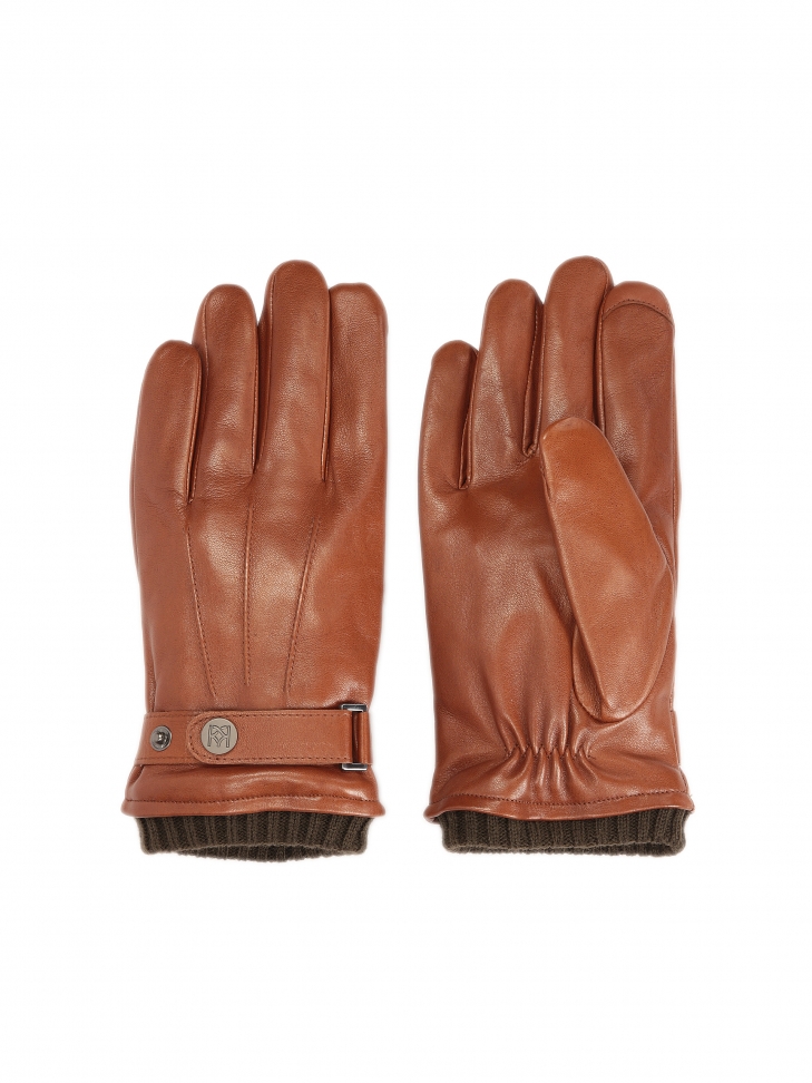 Brown men's gloves with touch screen