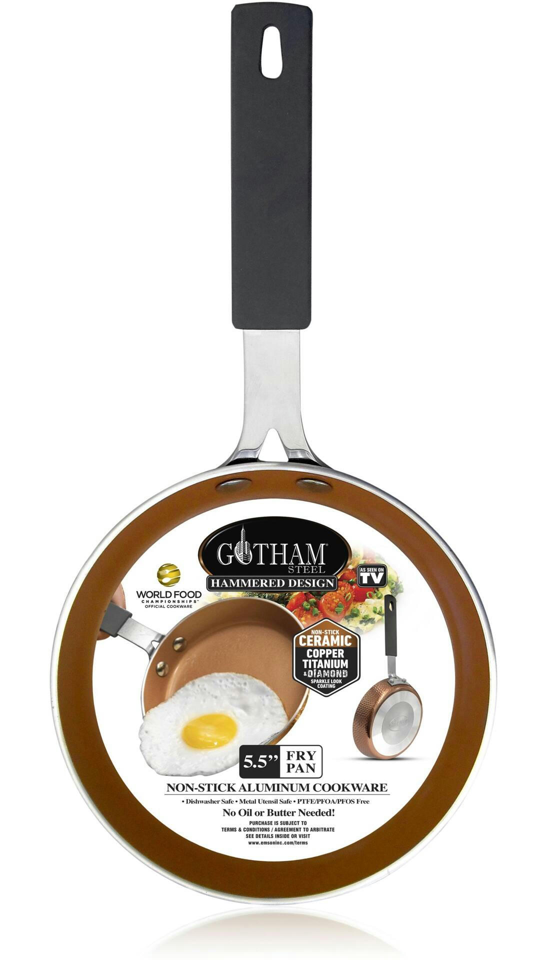 As Seen On TV Gotham Steel Non-Stick Diamond Single Egg Pan, 5.5-in